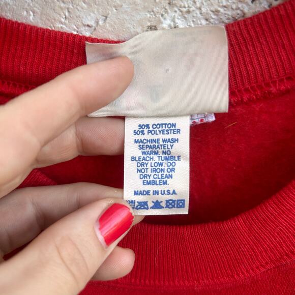 Vintage Ken Done Super Grandpa Sweatshirt Red One Size 90s Graphic Pullover - Picture 4 of 5